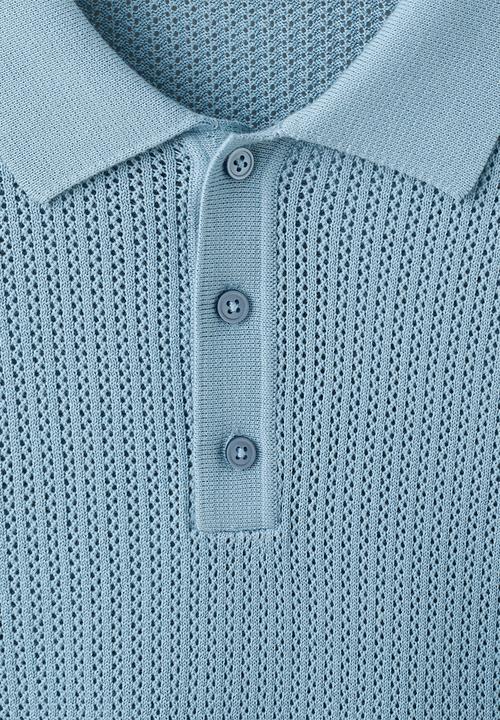 MANGO - Poloshirt Pointele - Turquoise