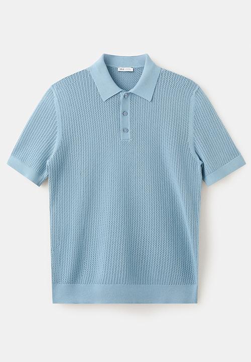 MANGO - Poloshirt Pointele - Turquoise