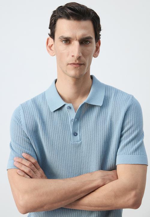 MANGO - Poloshirt Pointele - Turquoise