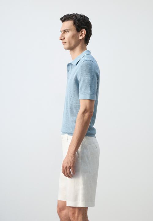 MANGO - Poloshirt Pointele - Turquoise