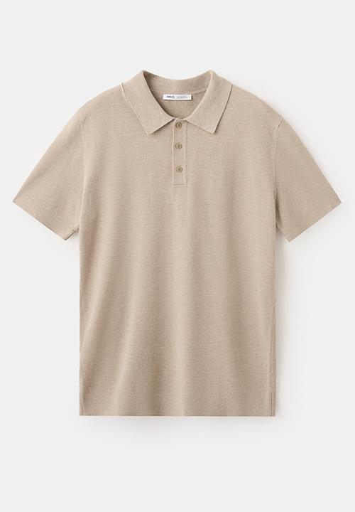 MANGO -  Andrew Fine knit cotton blend polo - Beige