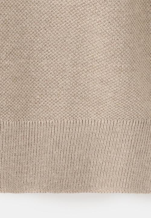 MANGO -  Andrew Fine knit cotton blend polo - Beige