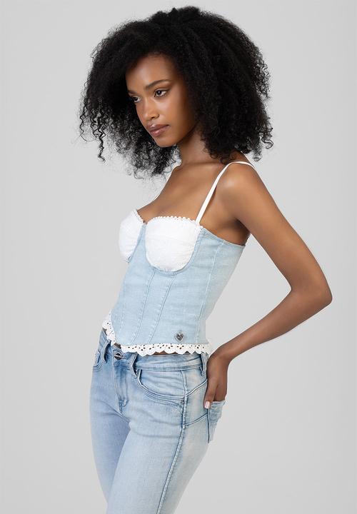 SISSY BOY - Jamie Denim Top  - Light Vintage