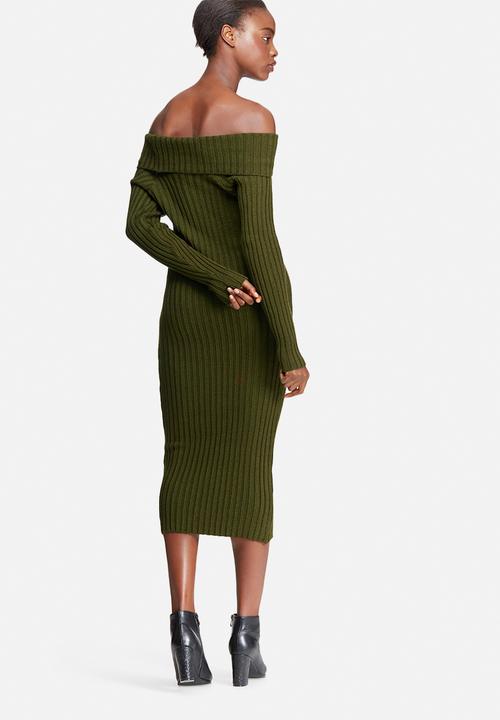 dailyfriday - Ribbed knit off shoulder dress