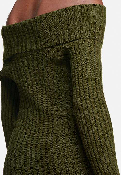 dailyfriday - Ribbed knit off shoulder dress