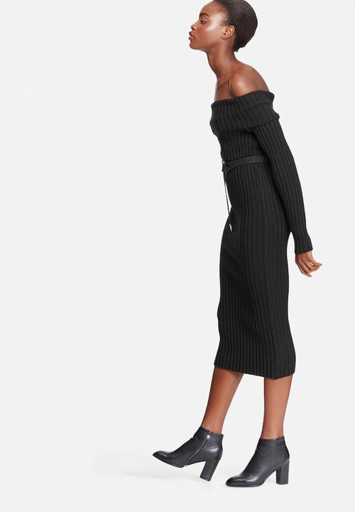dailyfriday - Ribbed knit off shoulder dress