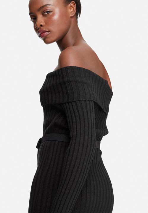 dailyfriday - Ribbed knit off shoulder dress