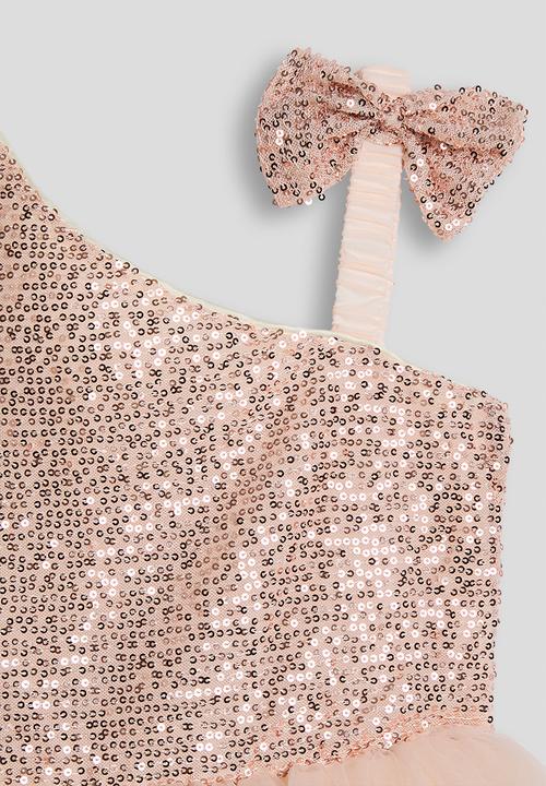 Pop Candy - Sequinned one shoulder bodice dress - peach