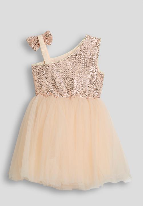 Pop Candy - Sequinned one shoulder bodice dress - peach