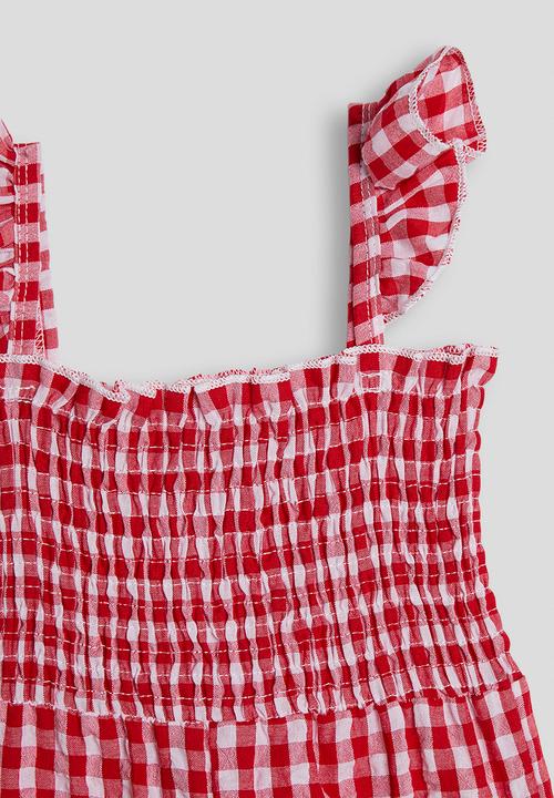 Pop Candy - Shirred bodice jumpsuit - red gingham