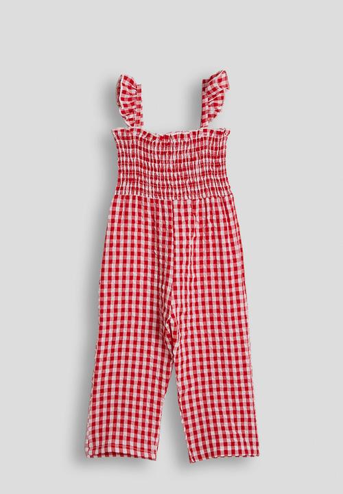 Pop Candy - Shirred bodice jumpsuit - red gingham