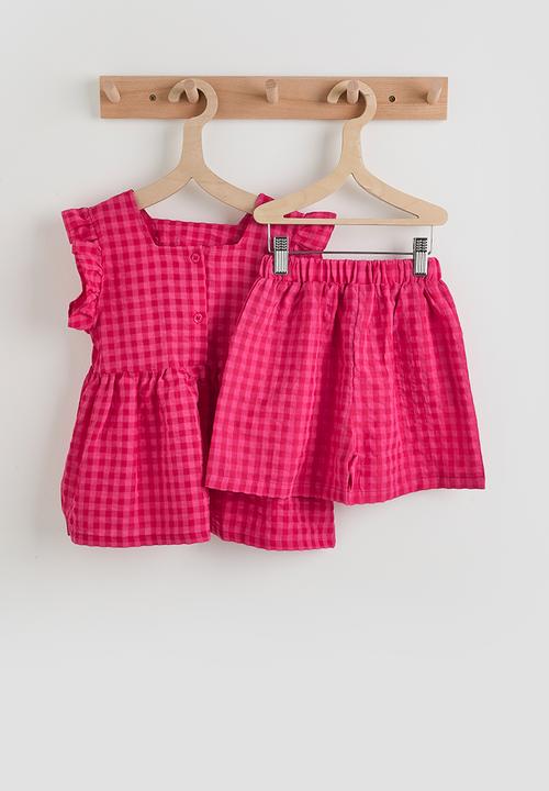 Pop Candy - Peplum blouse & shorts - cerise
