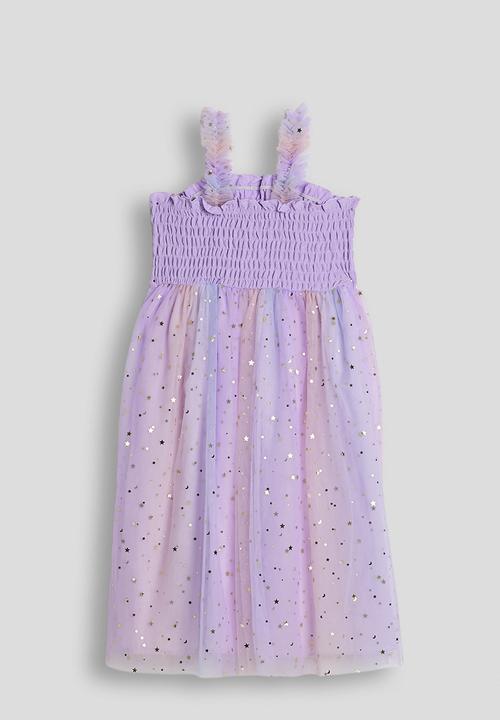 Pop Candy - Shirred bodice dress with star tulle skirt - lavender/multi