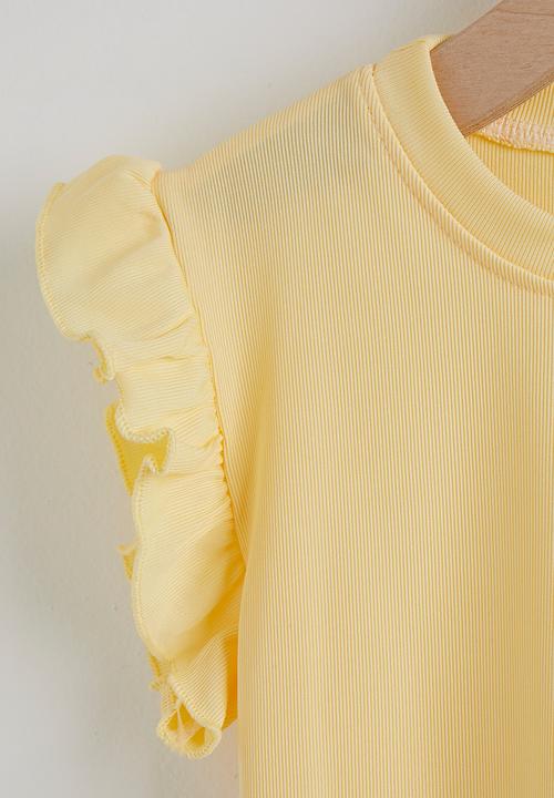 Pop Candy - Rib ruffled tee and shorts - yellow