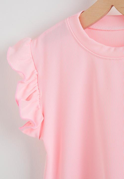 Pop Candy - Rib ruffled tee and shorts - pink