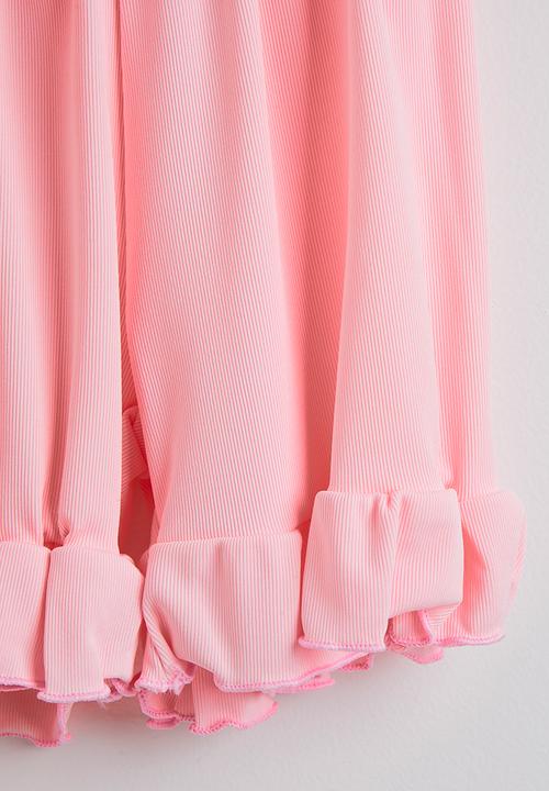 Pop Candy - Rib ruffled tee and shorts - pink
