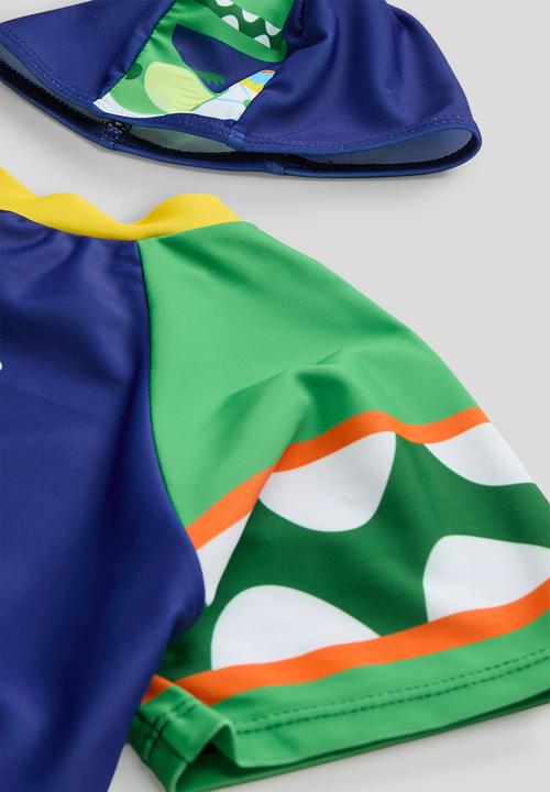 Pop Candy - Rash vest and board shorts and swim cap -  navy/multi