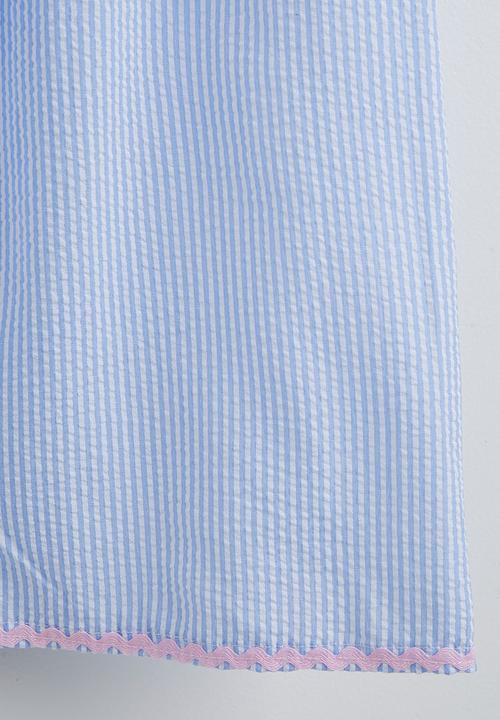 Pop Candy - Peplum top and wide leg pants - light blue stripe