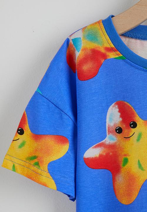 Pop Candy - Sea life graphic tee & shorts - blue