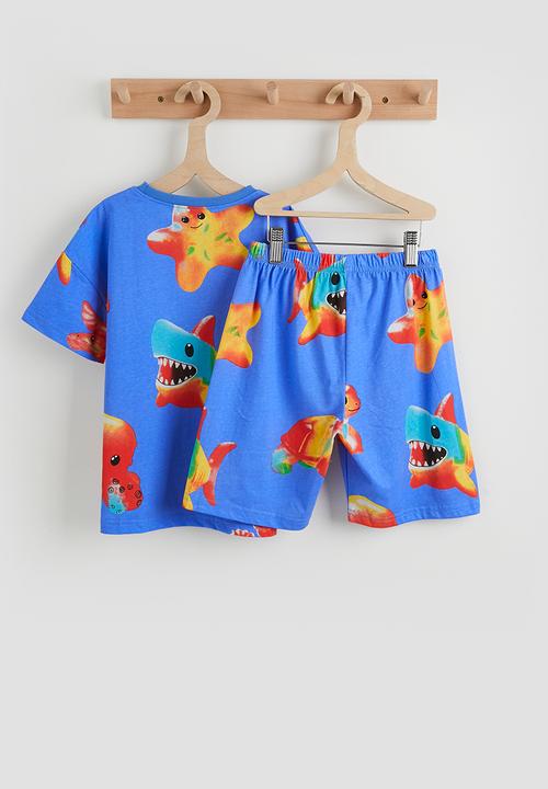 Pop Candy - Sea life graphic tee & shorts - blue