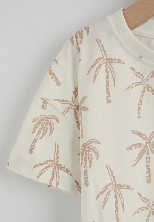 Pop Candy - Palm tree aop - white & stone