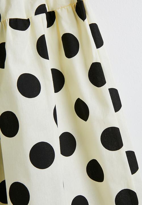 Pop Candy - Polka dot blouse with wide leg pants - cream & black