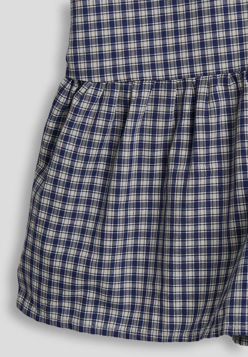 Pop Candy - Check shirt dress with frilled hem - navy