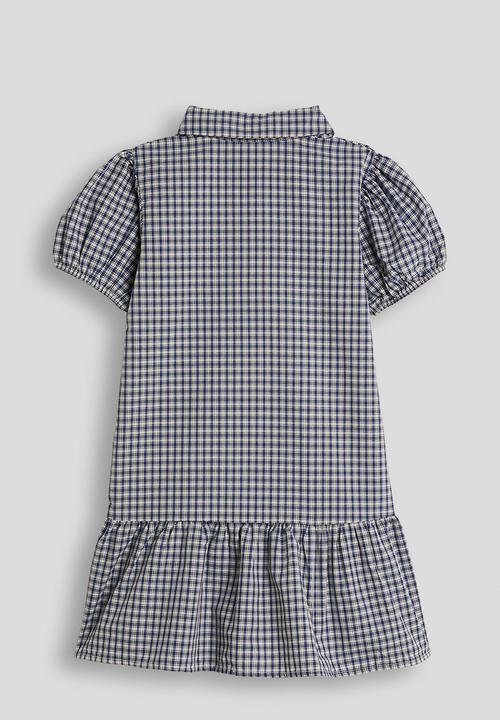 Pop Candy - Check shirt dress with frilled hem - navy