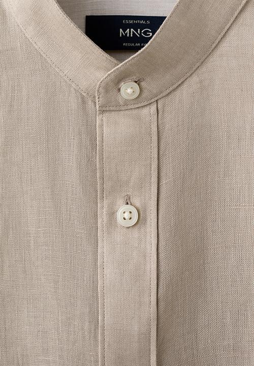 MANGO - Chennai Regular-Fit 100% Linen Shirt - Sand