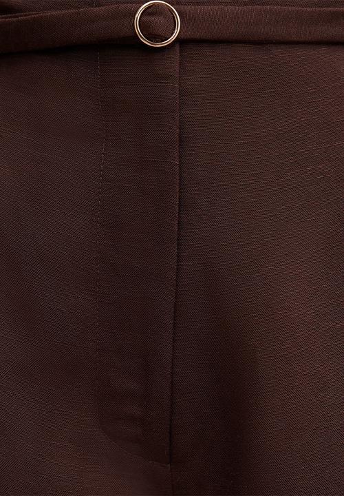 Forever New - Matilda linen blend wide leg pants in chocolate freckle