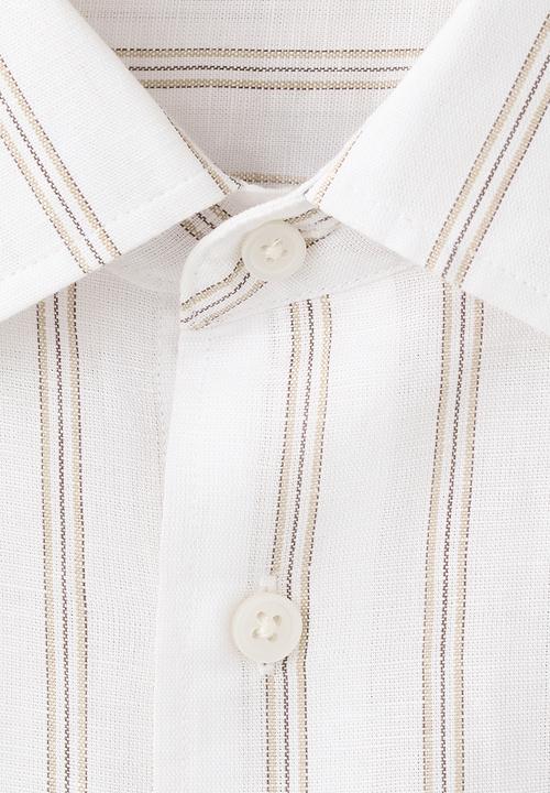 MANGO -   Rug Linen-cotton blend stripe shirt - White