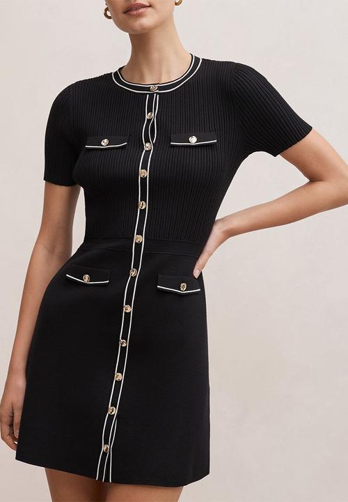 Forever New - Isobella tipped knit mini dress in mono