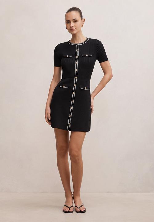 Forever New - Isobella tipped knit mini dress in mono