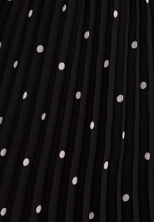 Forever New - Clara pleated lace trim midi dress in dark risley spot