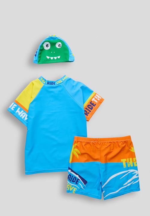 Pop Candy - Rash vest and board shorts and swim cap -  multi/aop