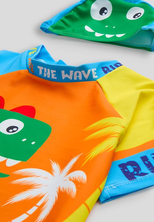 Pop Candy - Rash vest and board shorts and swim cap -  multi/aop