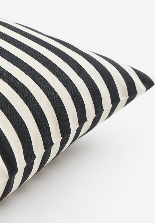 H&M - Outdoor cushion cover - dark grey/striped