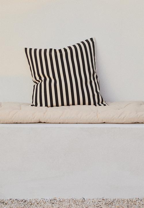 H&M - Outdoor cushion cover - dark grey/striped