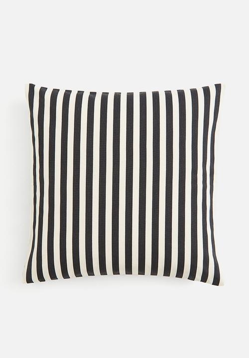 H&M - Outdoor cushion cover - dark grey/striped