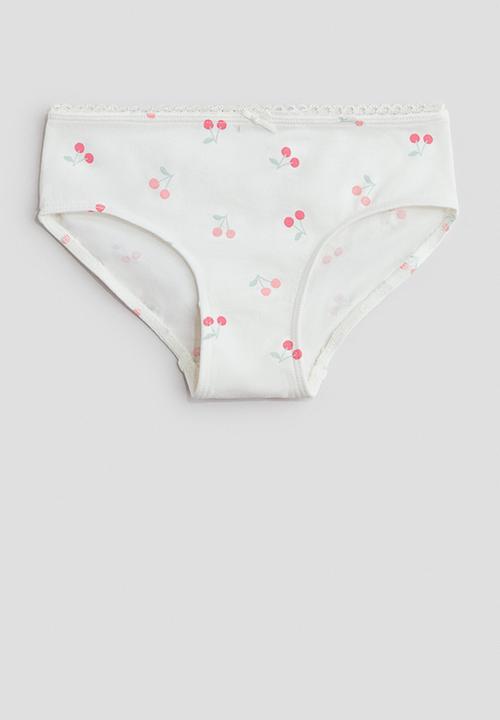 H&M - 5 Pack cotton briefs - cream/cherries