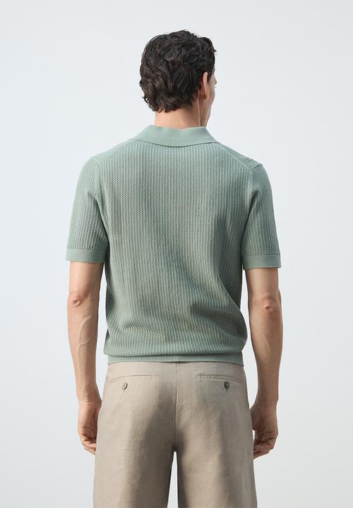MANGO - Poloshirt Pointele - Bright Green