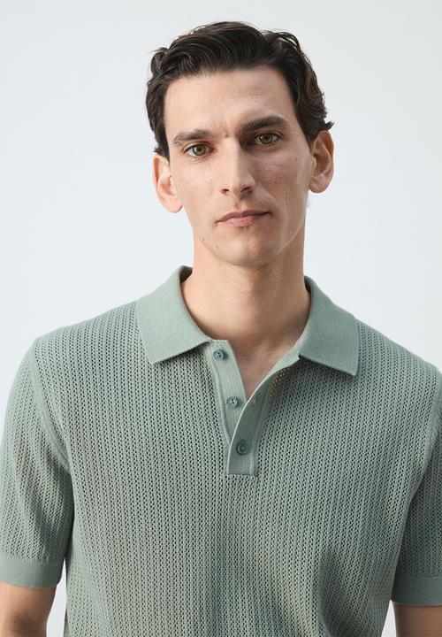 MANGO - Poloshirt Pointele - Bright Green