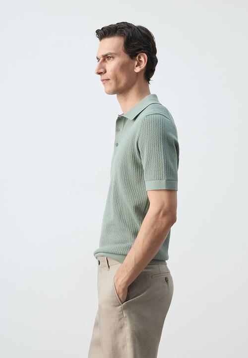 MANGO - Poloshirt Pointele - Bright Green