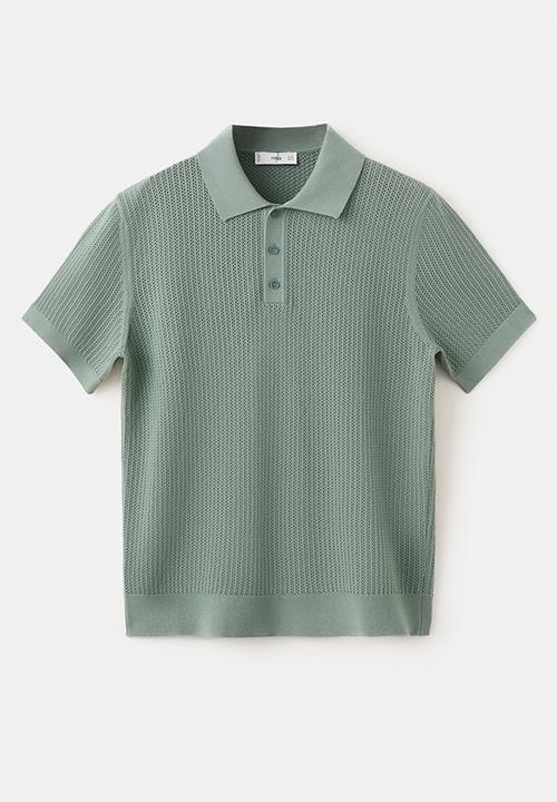 MANGO - Poloshirt Pointele - Bright Green