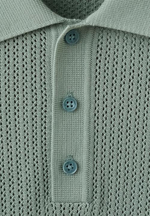MANGO - Poloshirt Pointele - Bright Green