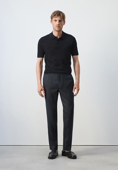 MANGO - Poloshirt Pointele - Navy