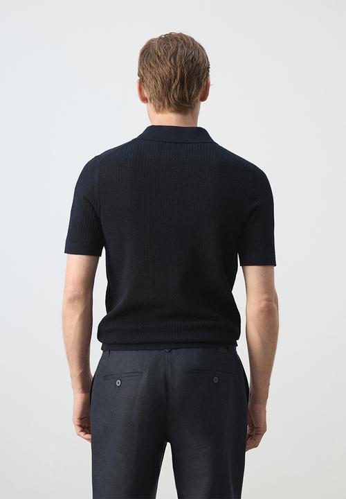 MANGO - Poloshirt Pointele - Navy