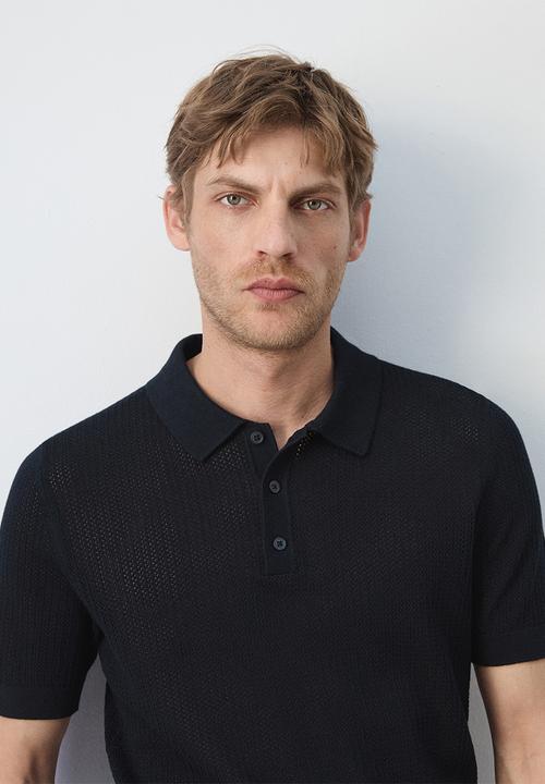 MANGO - Poloshirt Pointele - Navy