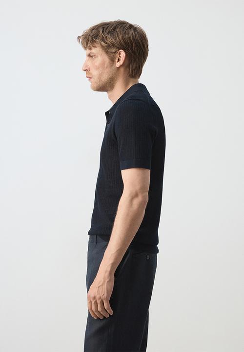 MANGO - Poloshirt Pointele - Navy