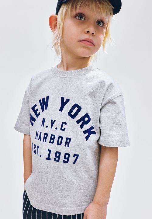 H&M - Appliqued T-shirt - light grey marl/new york
